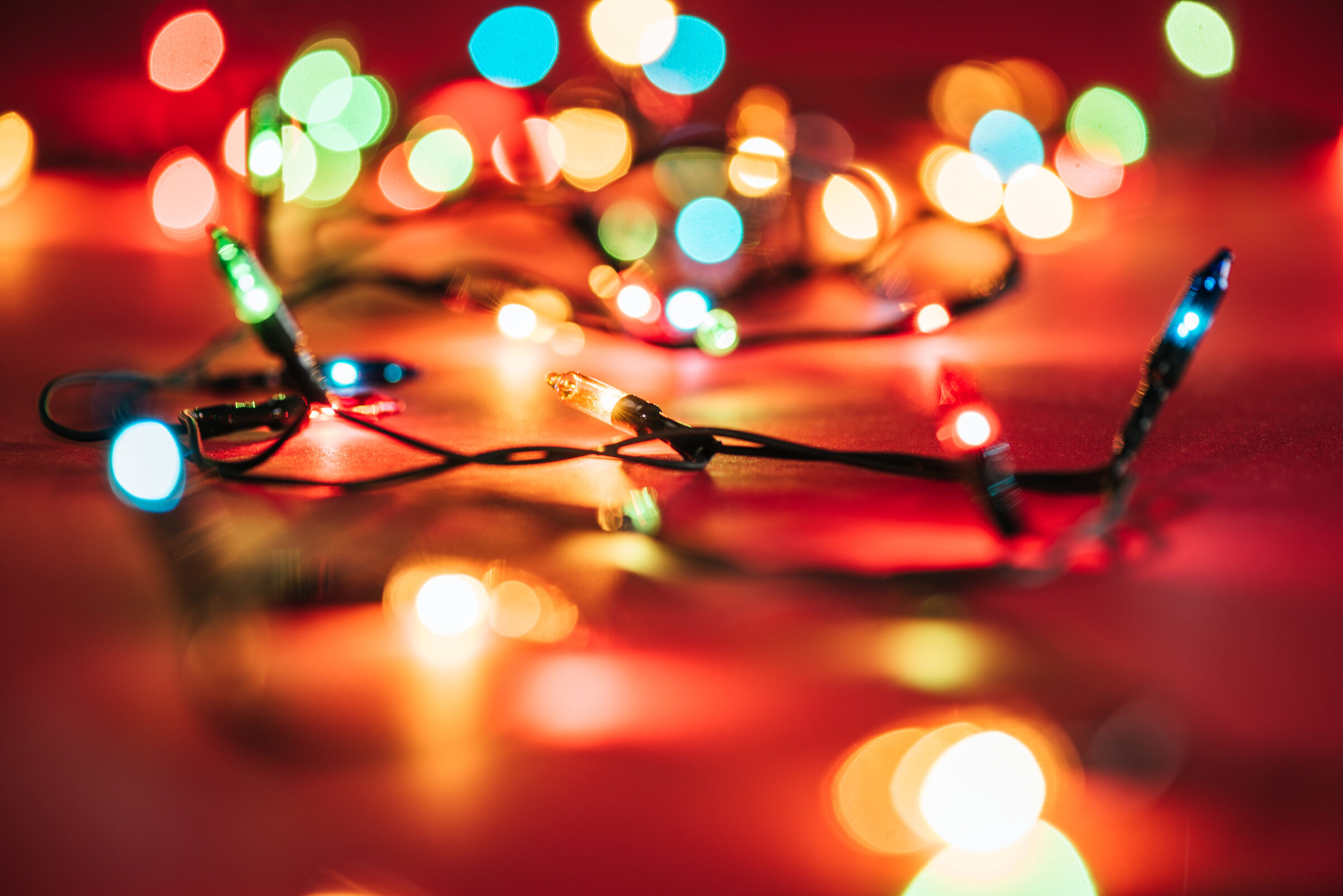 Professionally installed Christmas lights on a residential home